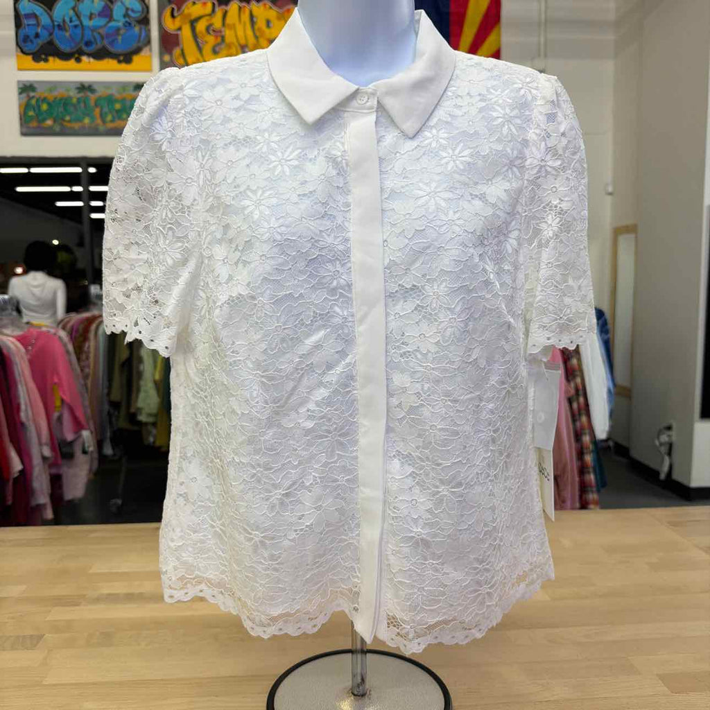 CeCe Women's Lace Short-Sleeve Shirt