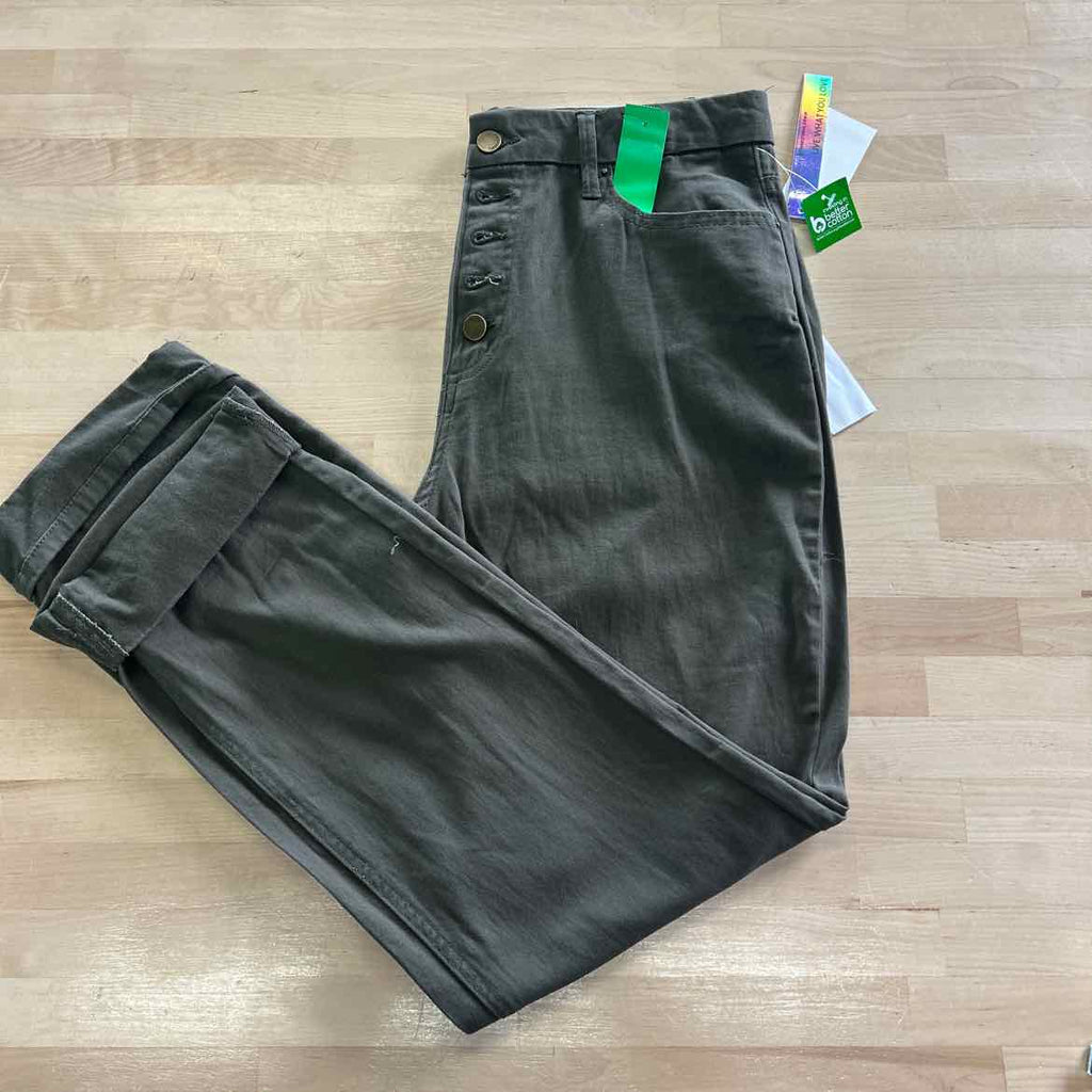 Tinseltown Juniors' High-Rise Slim-Fit Straight-Leg Jeans - Olive