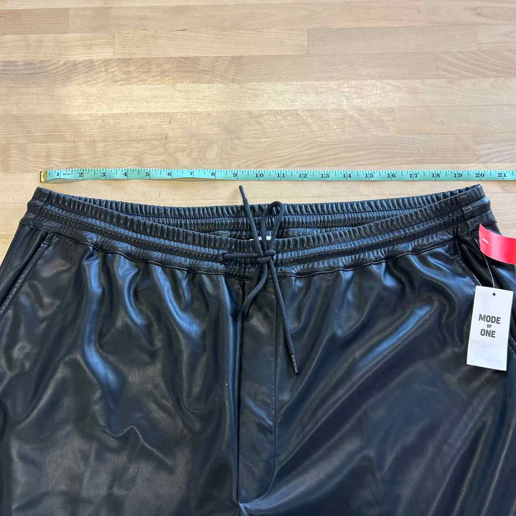 Mode of One Men's Relaxed-Fit Faux-Leather Pull-on Pants - Deep Black