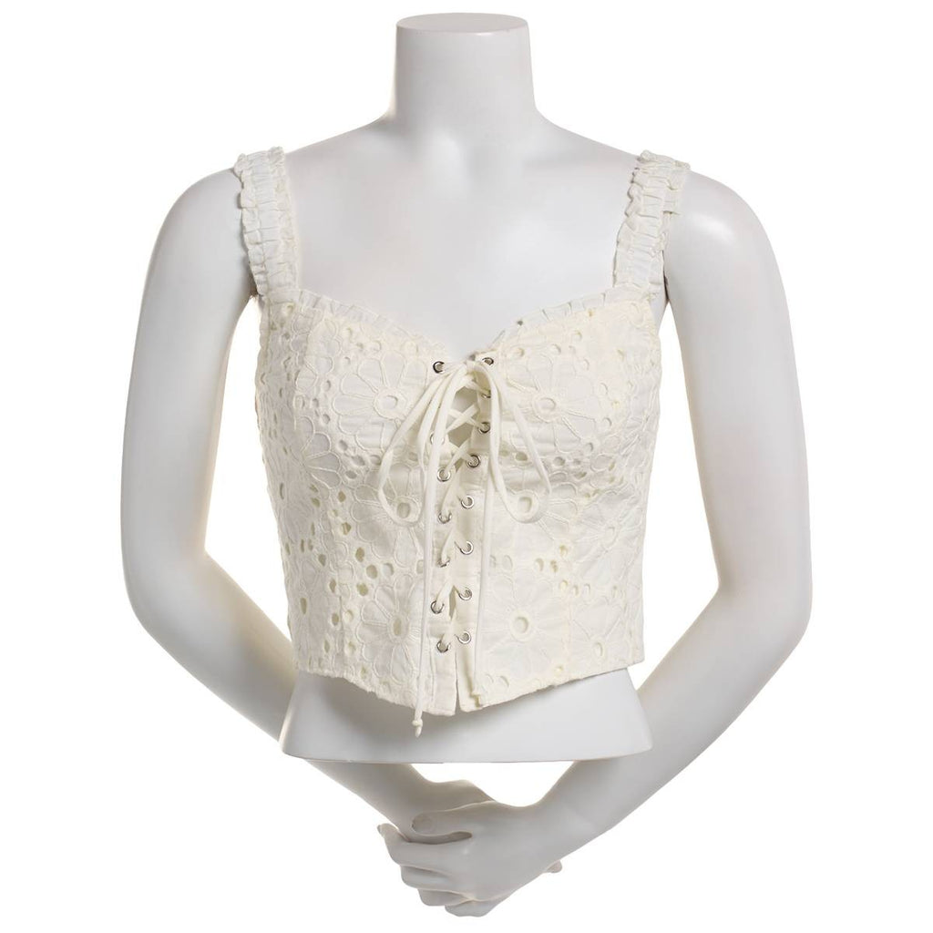 Self Esteem Juniors' Lace-up Eyelet Sleeveless Corset - Snow White