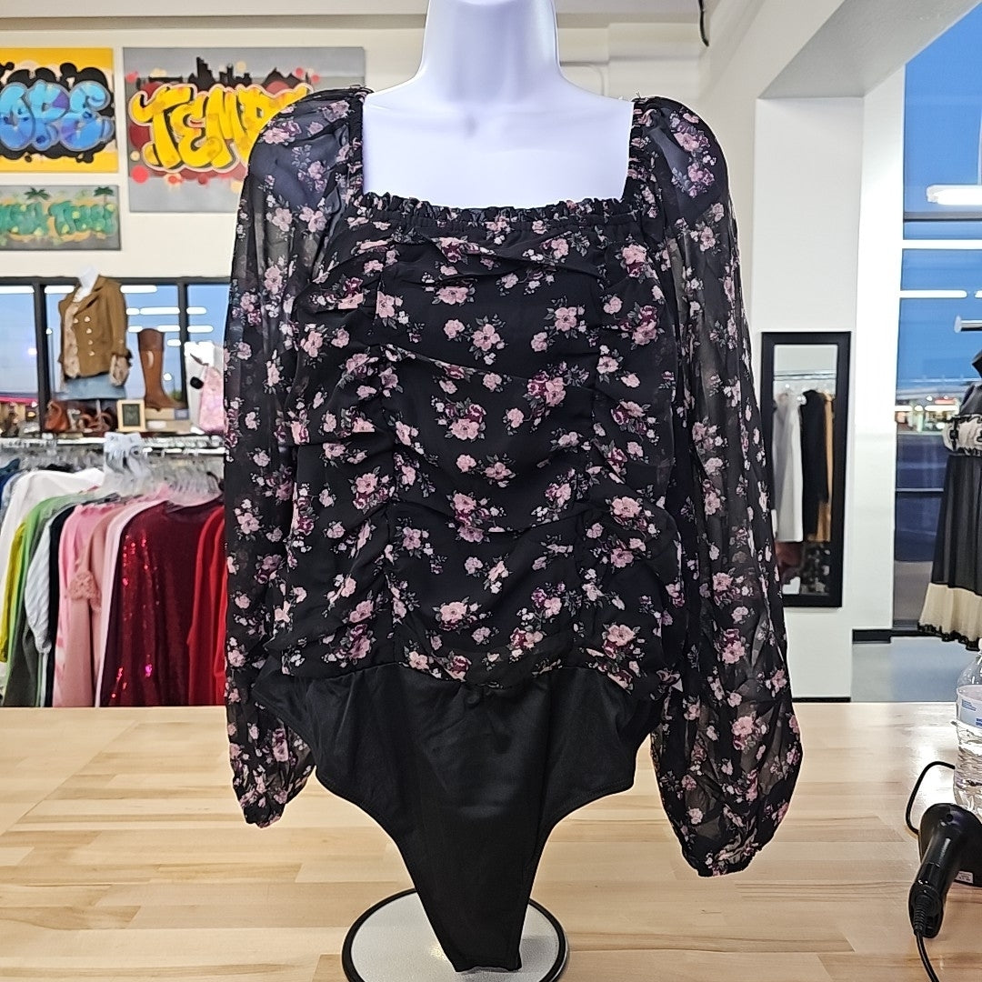 Celebrity Pink Juniors' Ruched Long-Sleeve Bodysuit