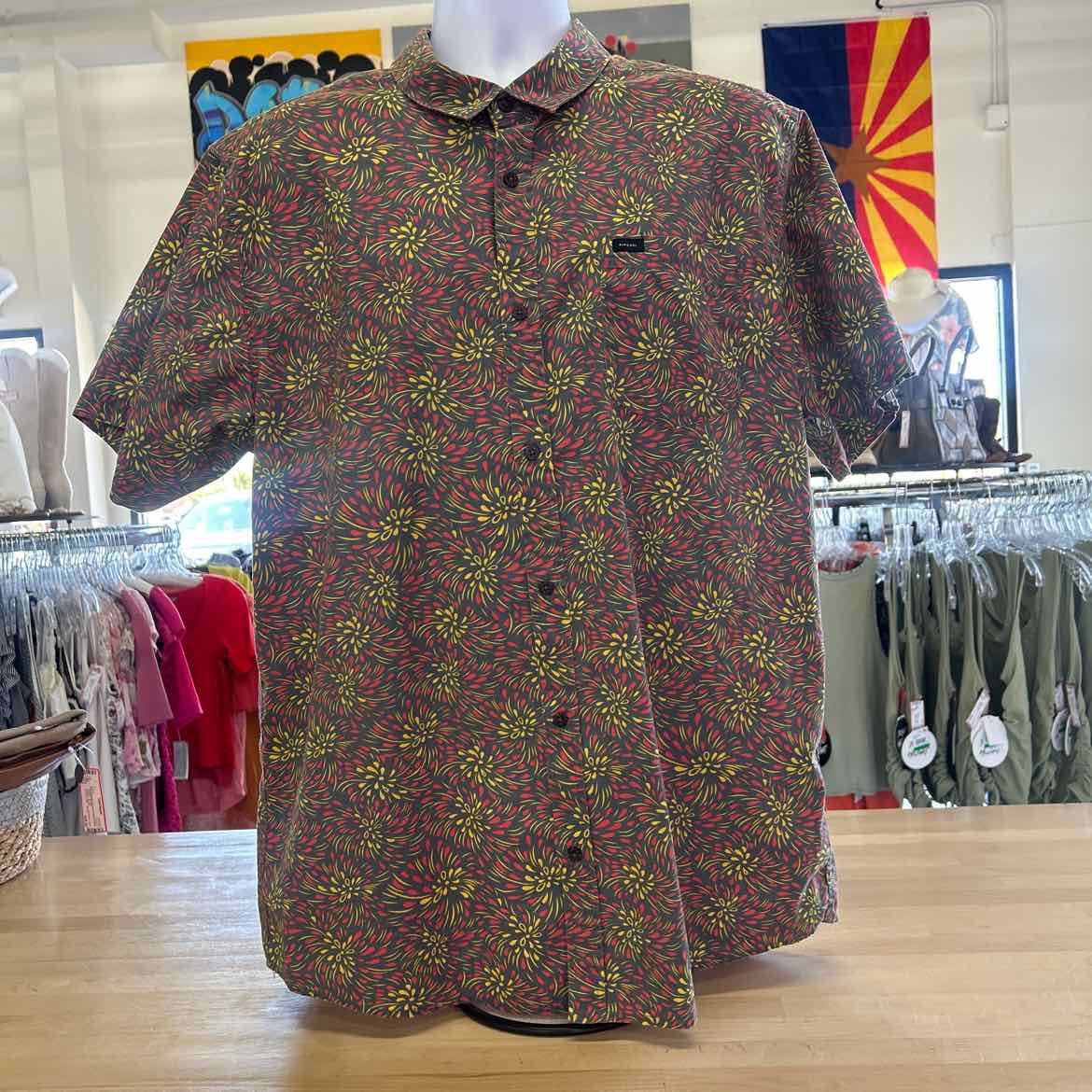 Rip Curl Size XXL Grey Preloved MENS Button Down Shirt