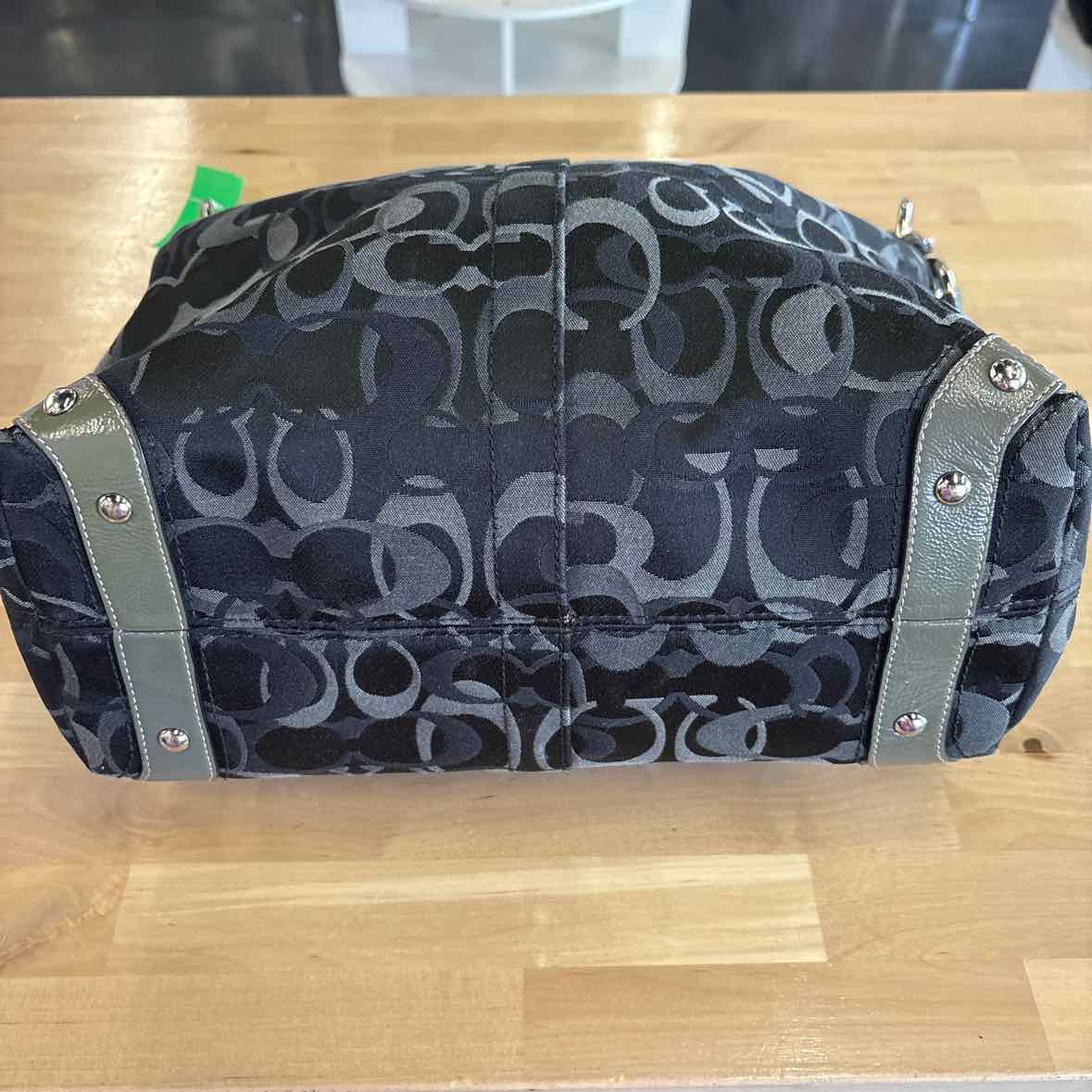 Coach Black/Gray Preloved Handbag