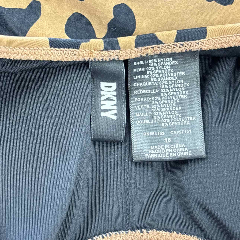 DKNY Size 16 Black Brown New Swimsuit