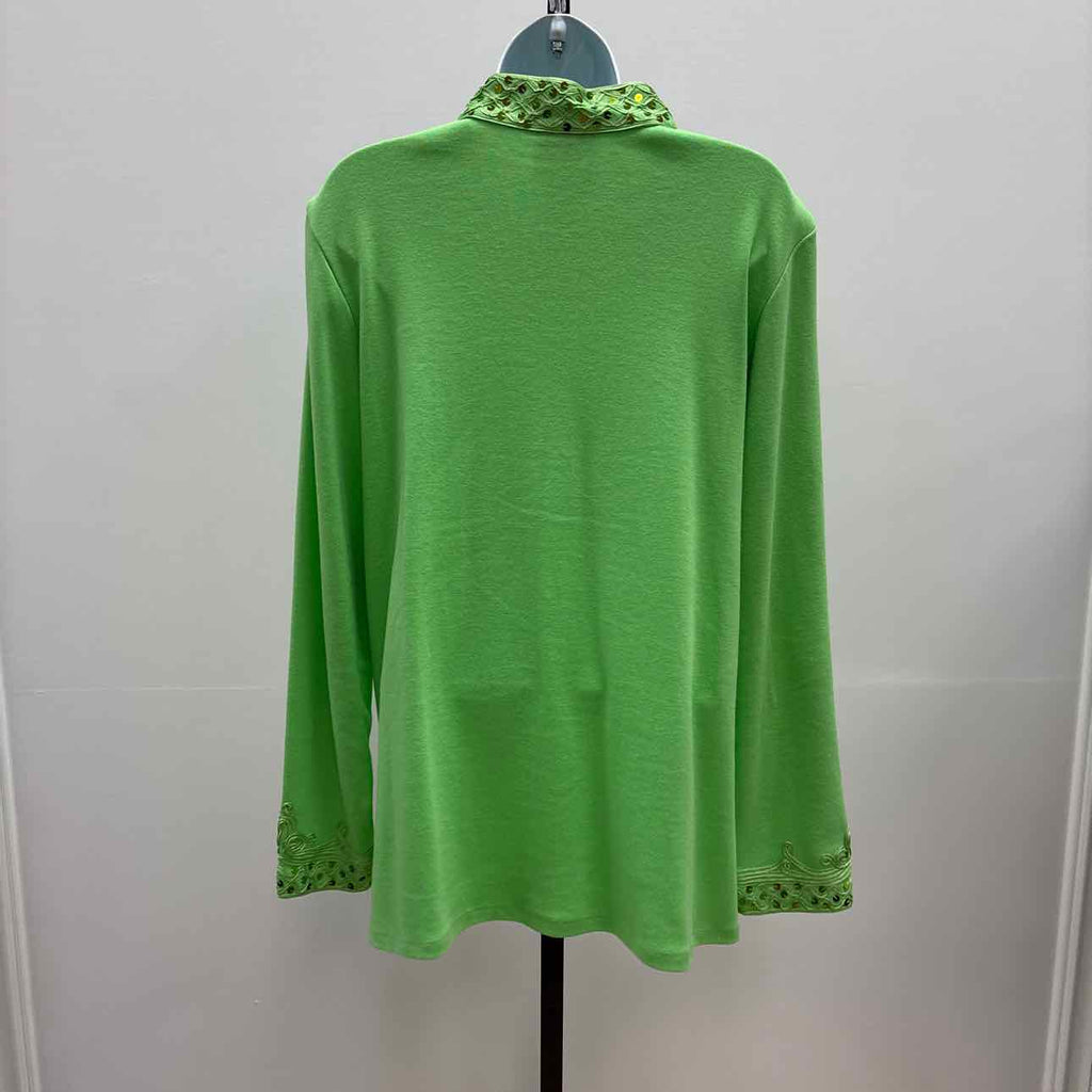 Quacker Factory Size L Green Cotton Preloved Tunic