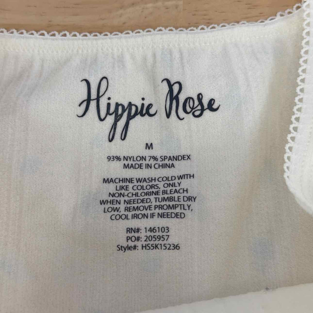 hippie rose Size M Pointelle Ditsy Print Seamless Tank - White Ditsy