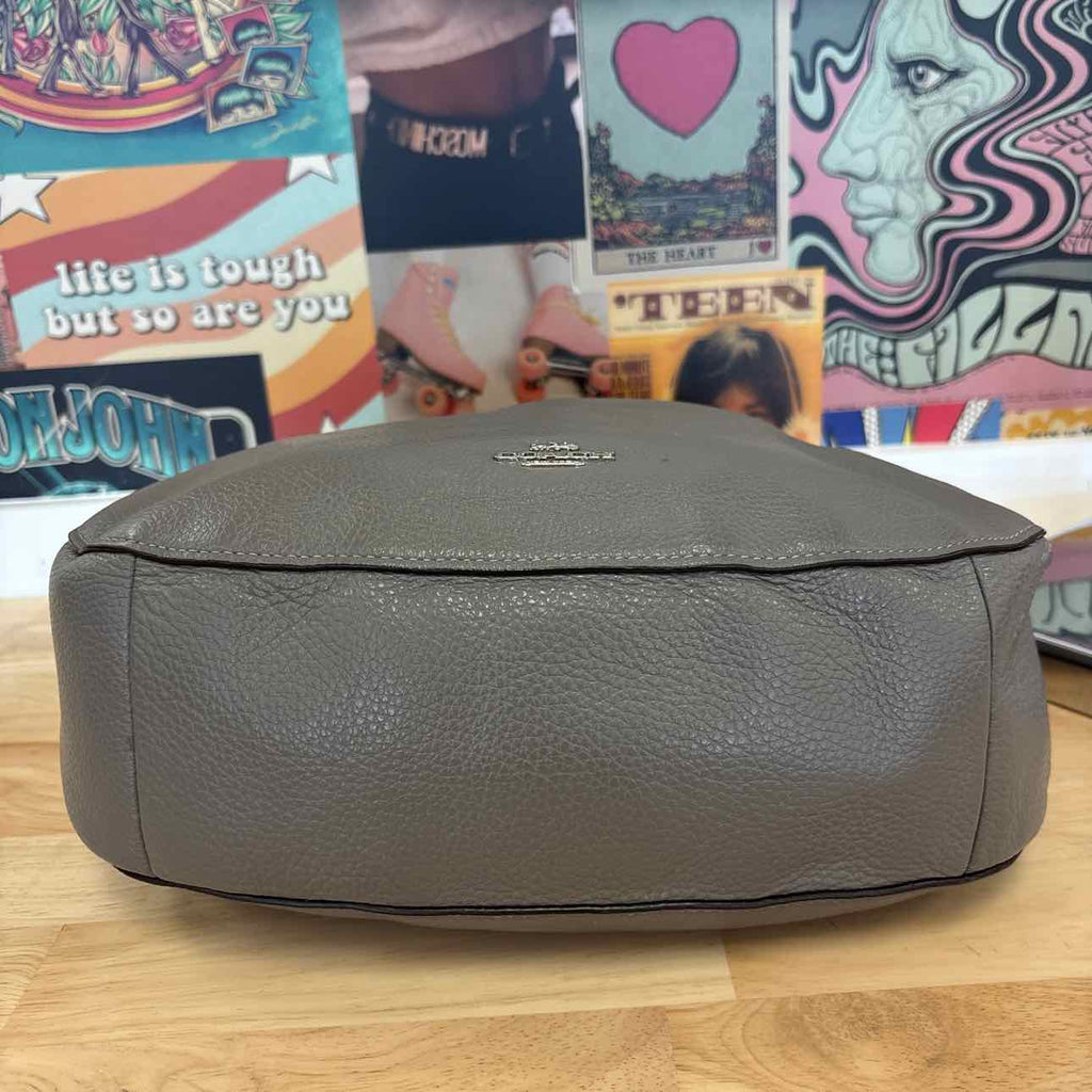Coach Gray Pebbled Leather Preloved Handbag