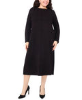 Vince Camuto Size 2X Black Long Sleeve Midi Dress