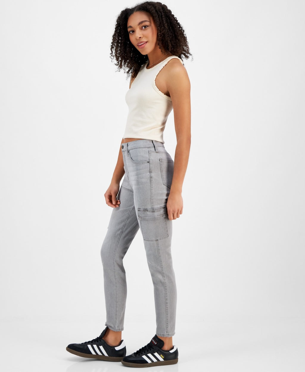 Celebrity Pink Juniors' Mid-Rise Cargo Skinny Jeans - Grey