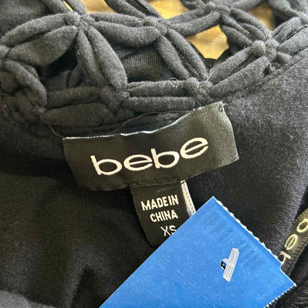Bebe Size XS Black Preloved Blouse SS