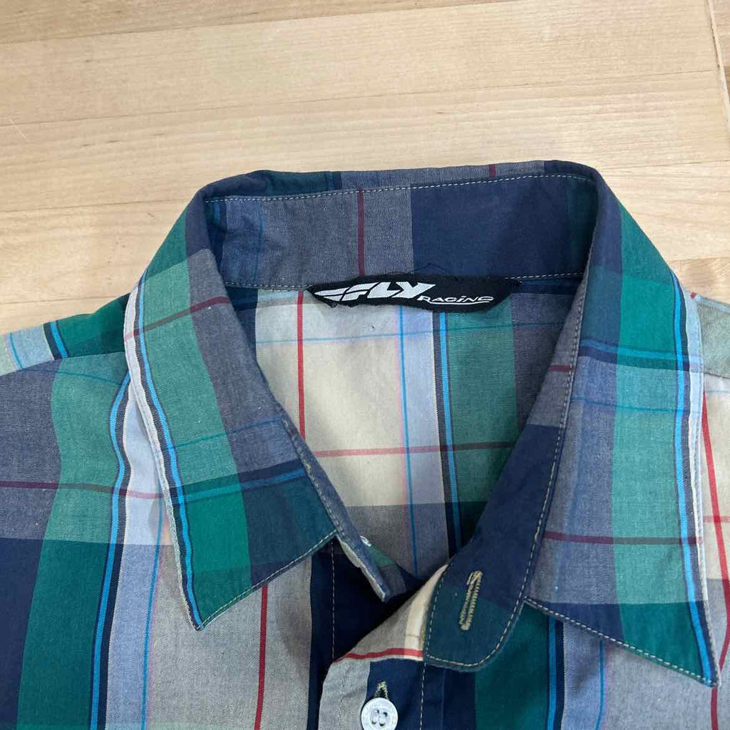 Fly Racing Size M Green Preloved MENS Button Down Shirt