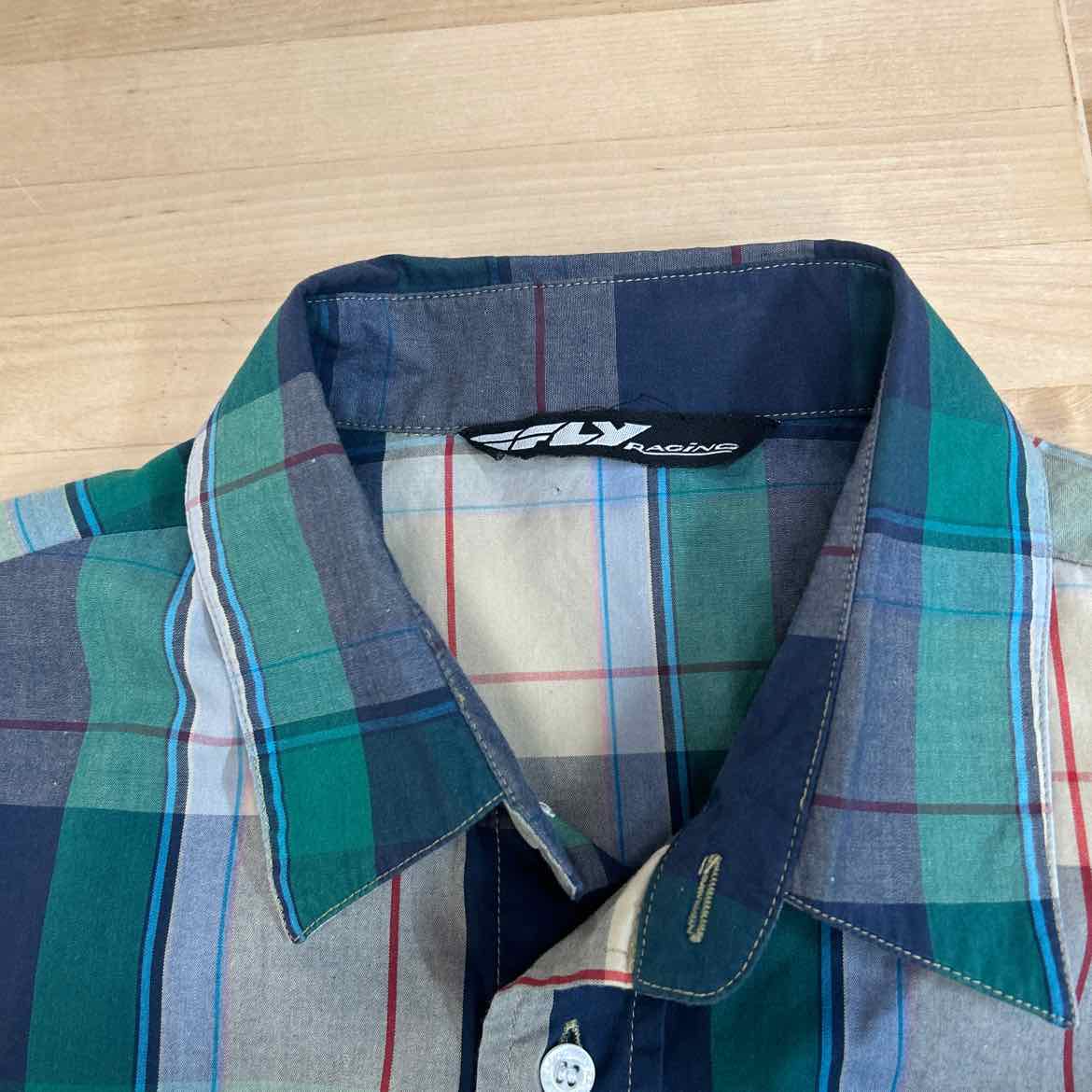 Fly Racing Size M Green Preloved MENS Button Down Shirt