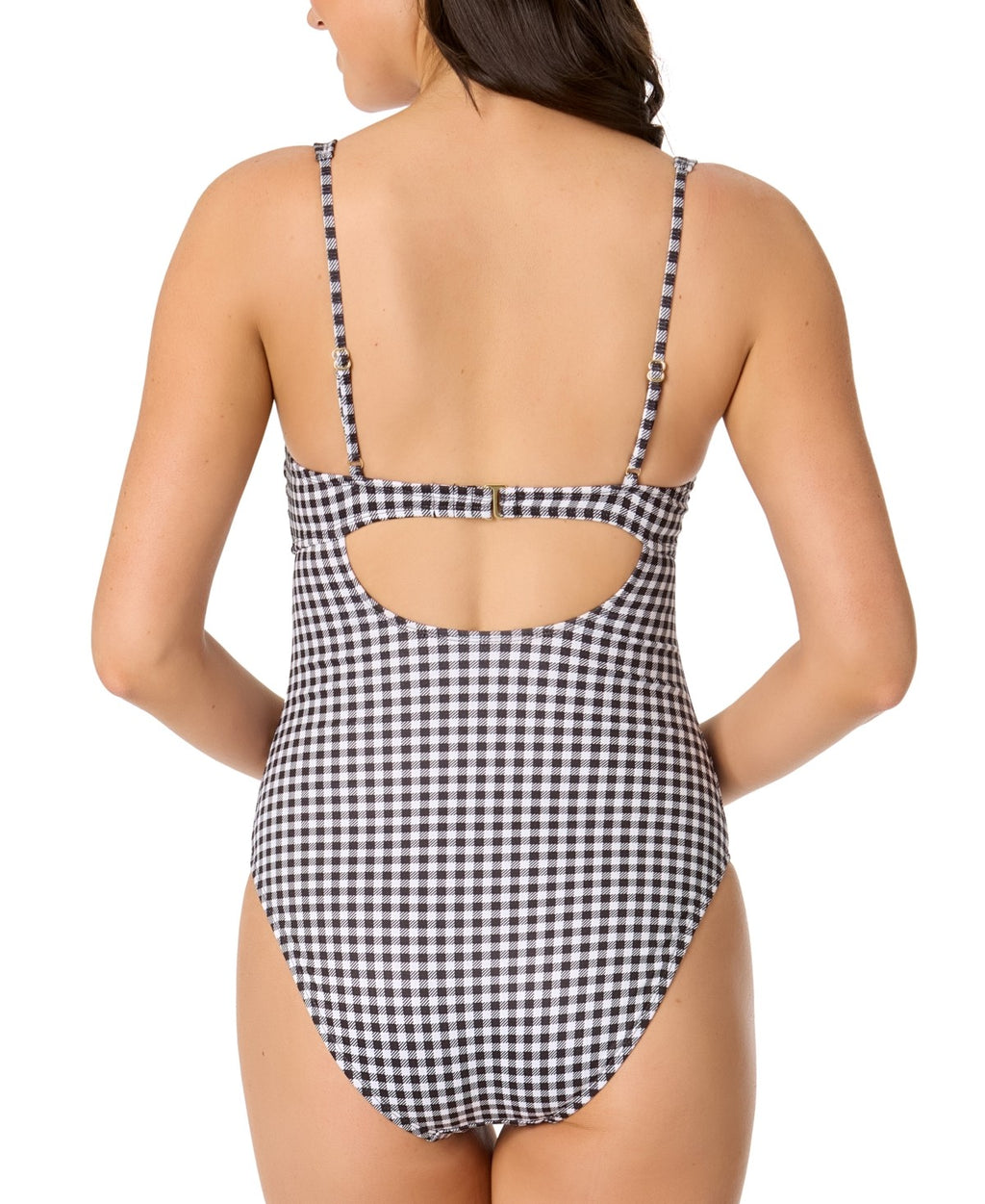 Salt + Cove Juniors' Cutout Plaid One-Piece Swimsuit