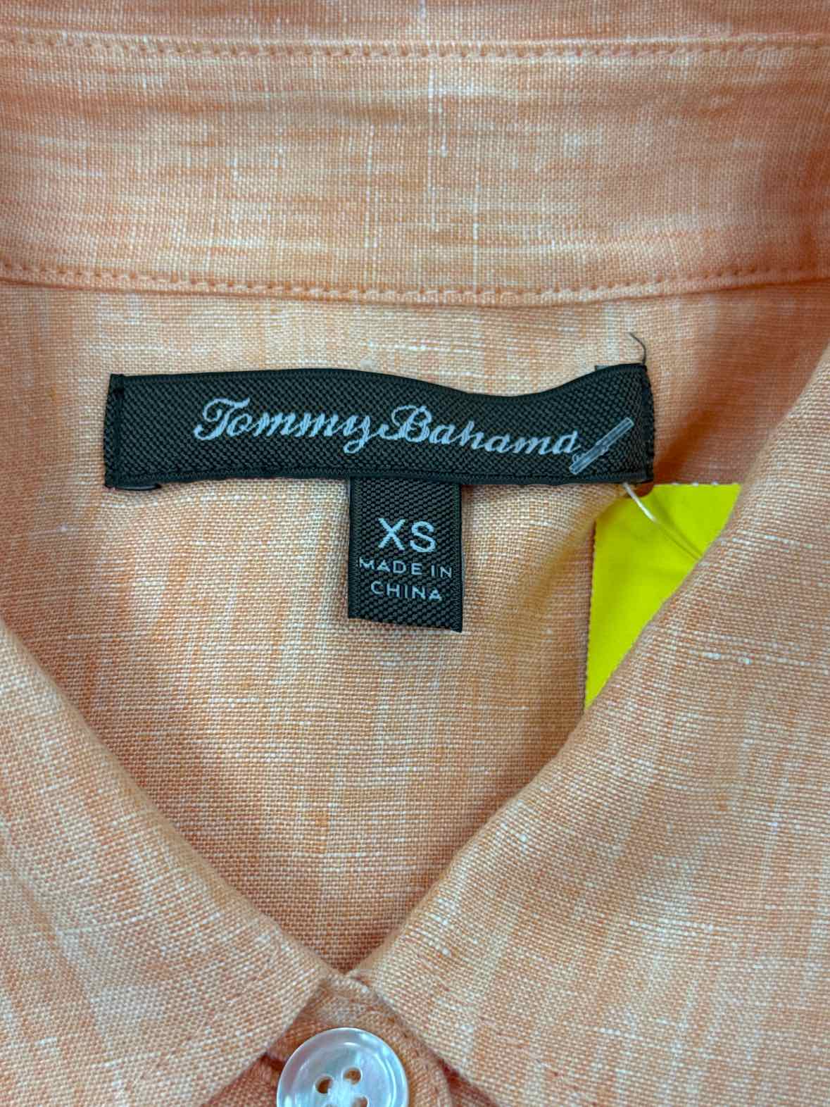 Tommy Bahama Size XS Orange Linen Preloved Button Down LS