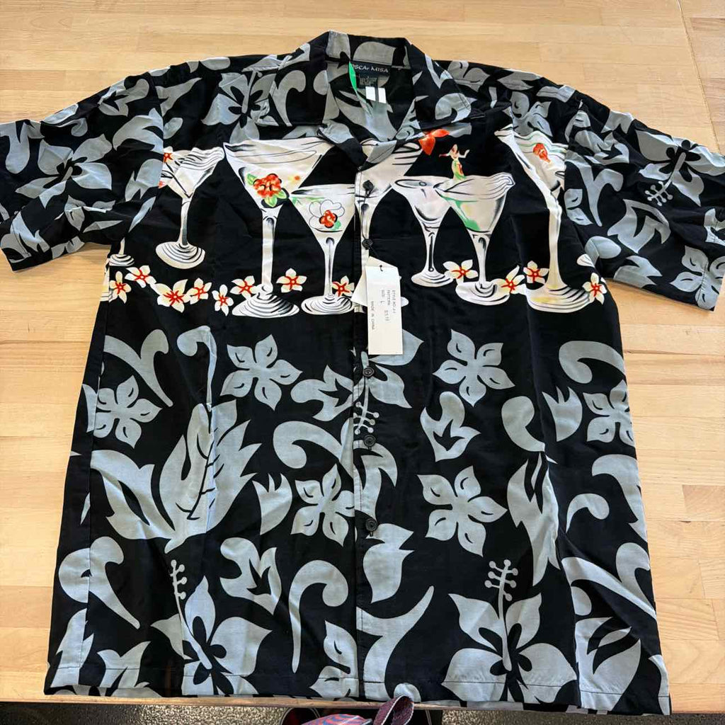 Ferugini Men Short Sleeve Polyester Card, Dice & Slots Gambling Shirt Size Xl