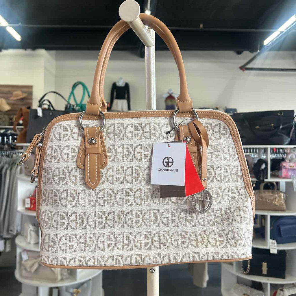 Giani Bernini Block Signature Dome Satchel - Ivory/Silver