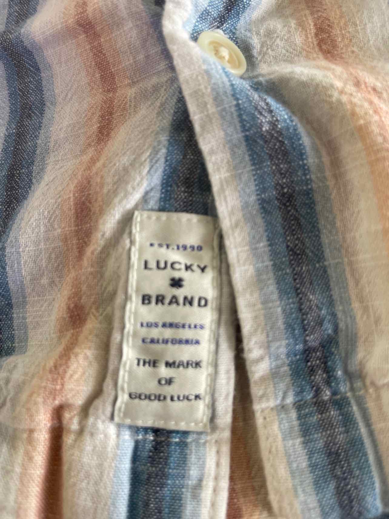Lucky Brand Size XL Tan MENS Button Down Shirt
