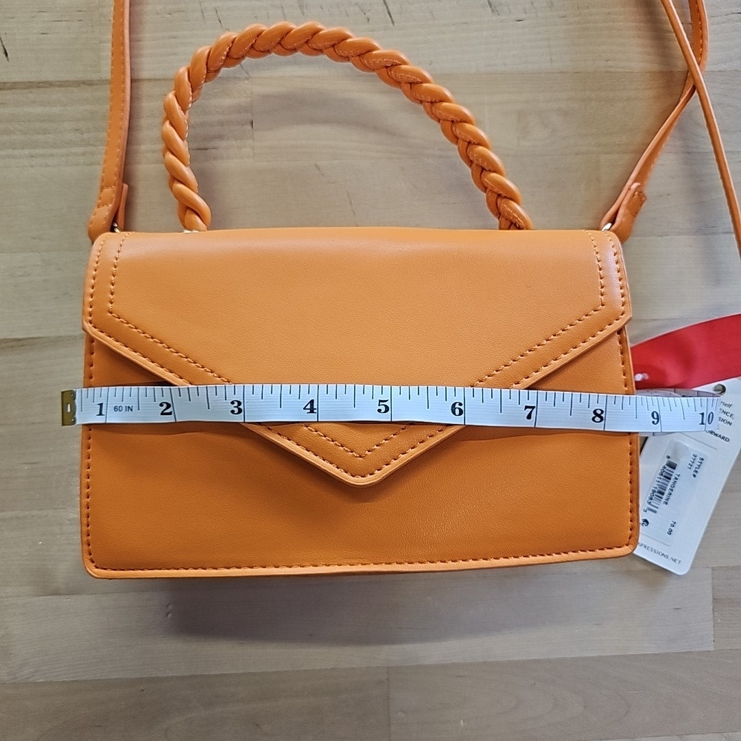 Urban Expressions Monique Braided Top Handle Crossbody - Tangerine