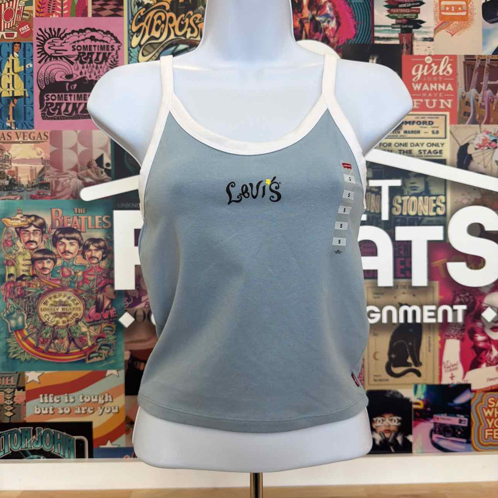 Levi's Size S Molly Tank Top - Festival Logo Dusty Blue/bright White