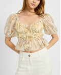 En Saison Women's Elliot Organza Top - Yellow Olive
