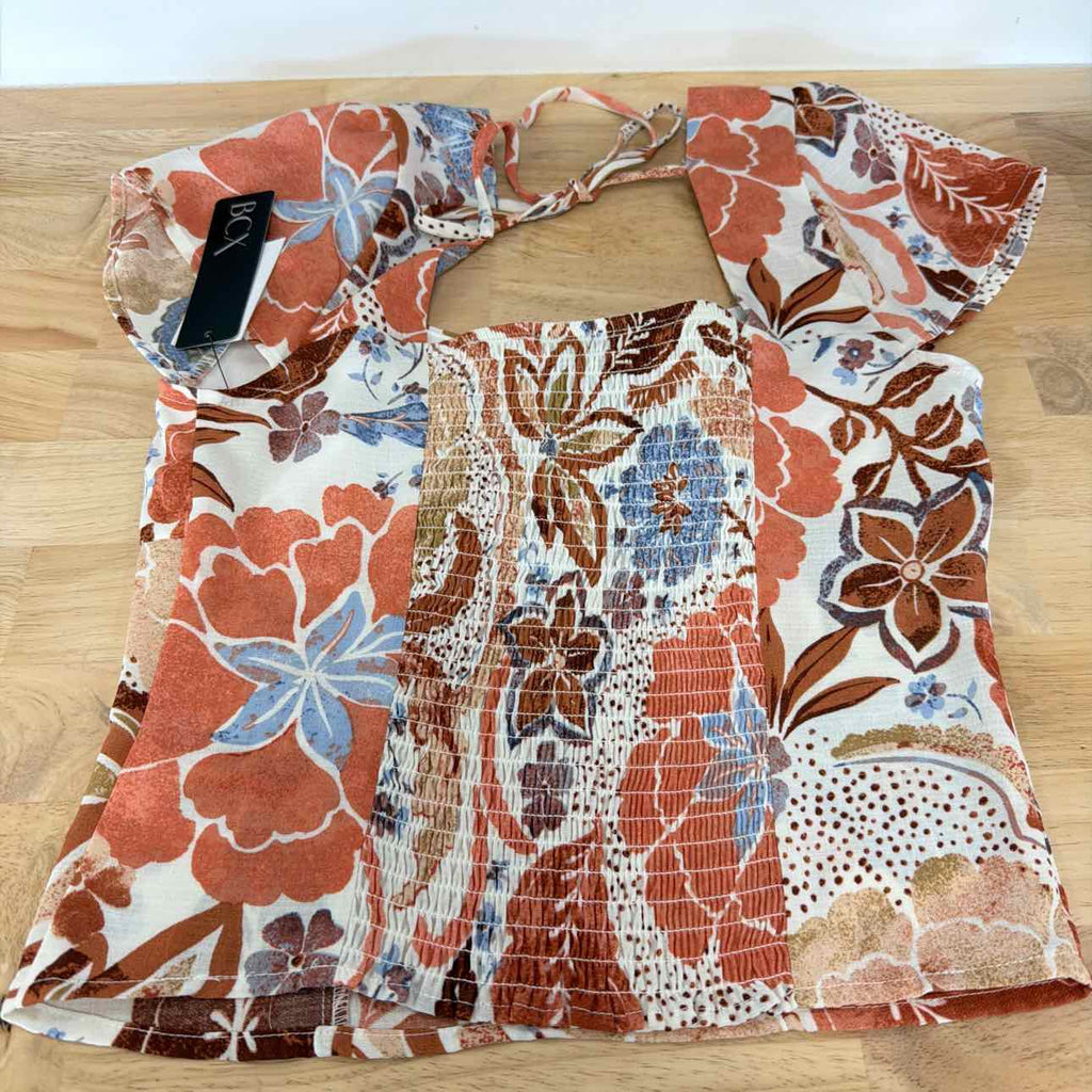BCX Size XS Sweetheart-Neck Cap-Sleeve Top