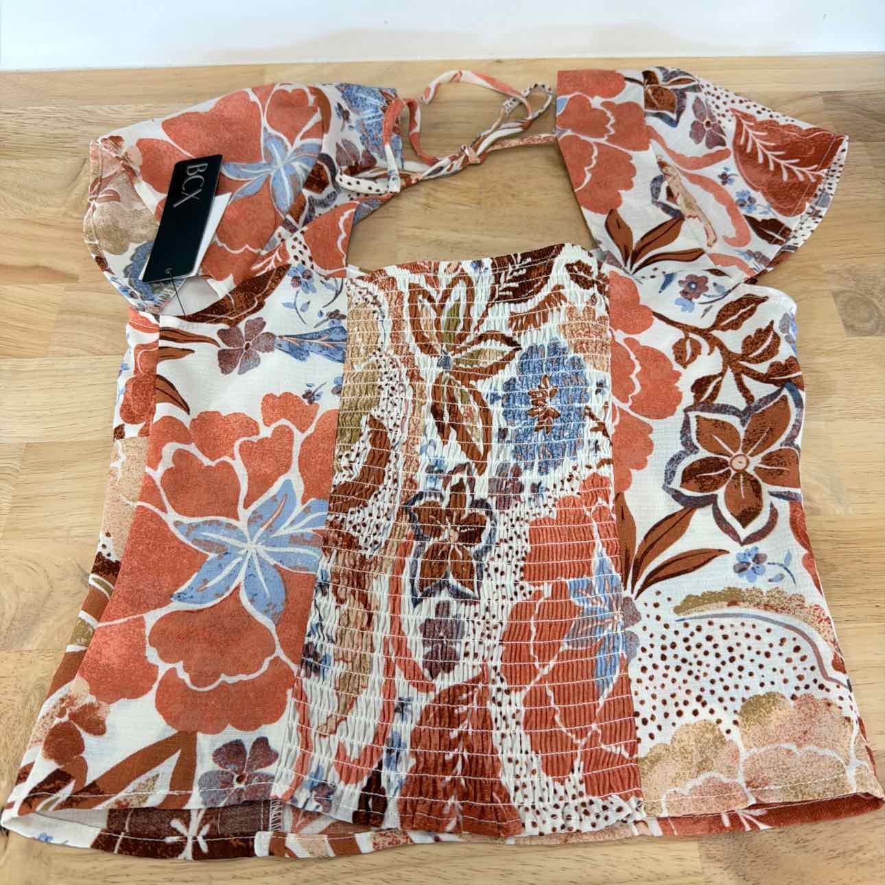 BCX Size XS Sweetheart-Neck Cap-Sleeve Top
