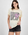 MTV Size XS Leopard Mtv Graphic Print T-Shirt - Beige