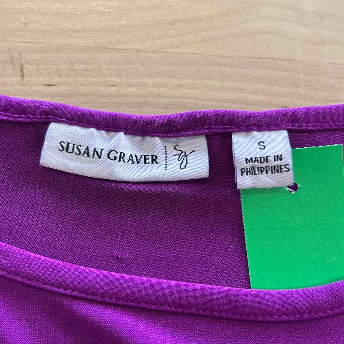 Susan Graver Size S Purple Polyester Spandex Preloved Blouse SS