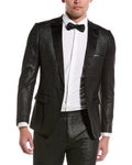 Paisley & Gray Men's Peak-Lapel Tuxedo Jacket - Black Silver Knit