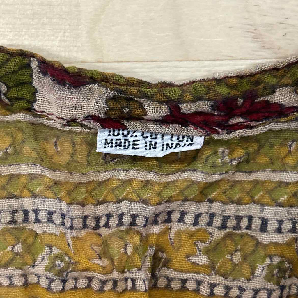Size M Green/Yellow Cotton Blouse