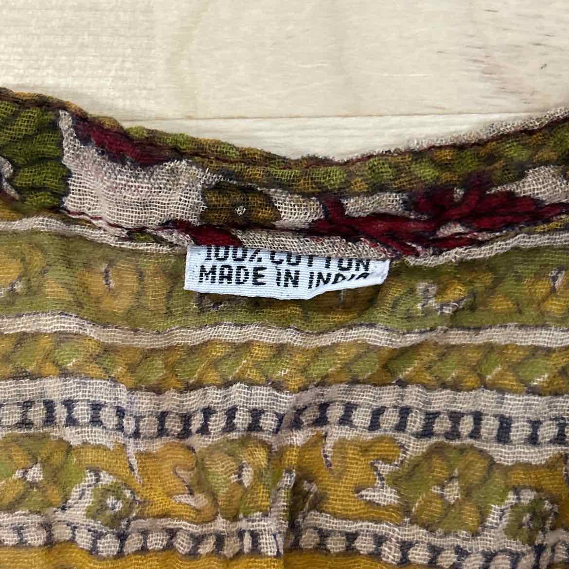 Size M Green/Yellow Cotton Blouse