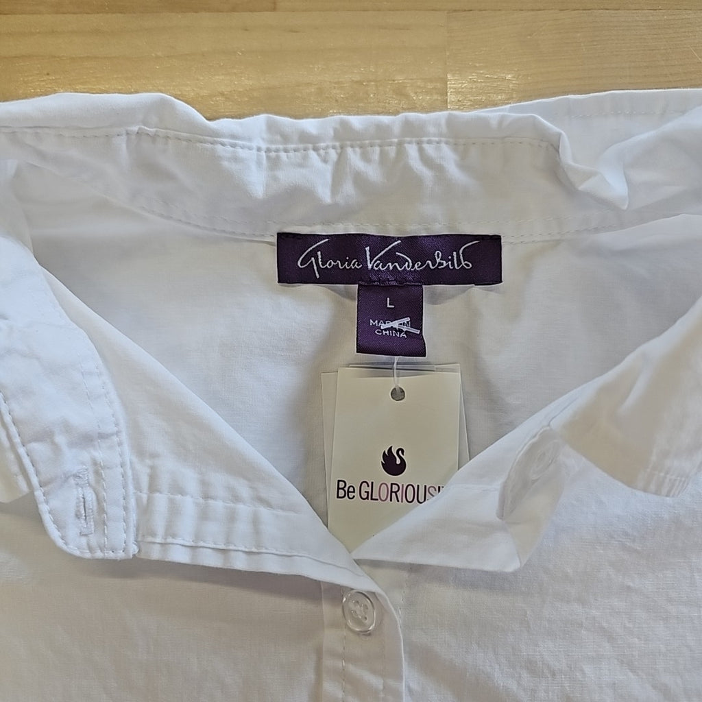 Gloria Vanderbilt Size L White New Button Down Shirt