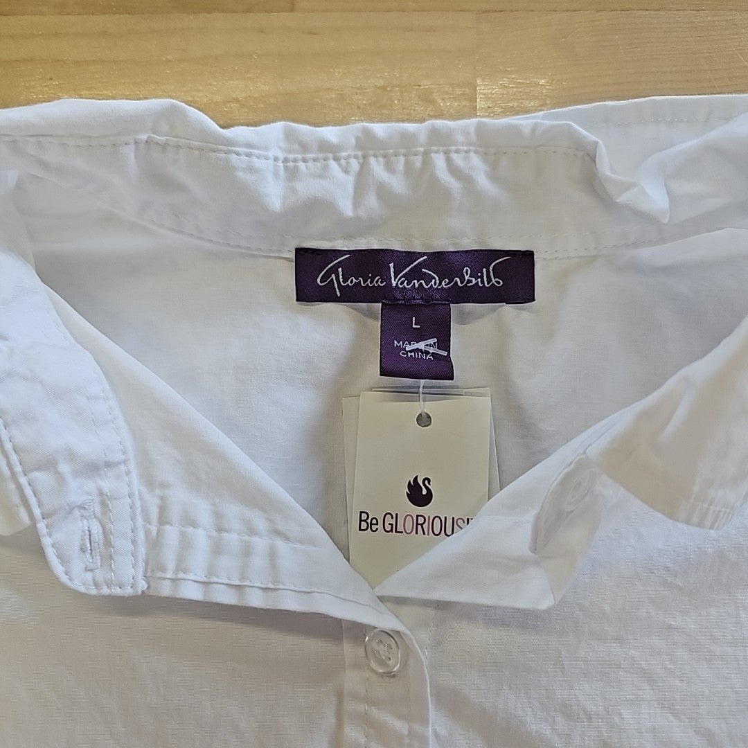 Gloria Vanderbilt Size L White New Button Down Shirt