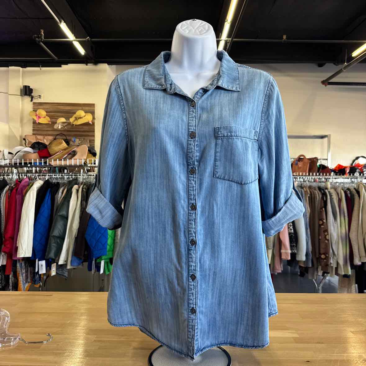 Peck&Peck Size S Denim Button Down Shirt