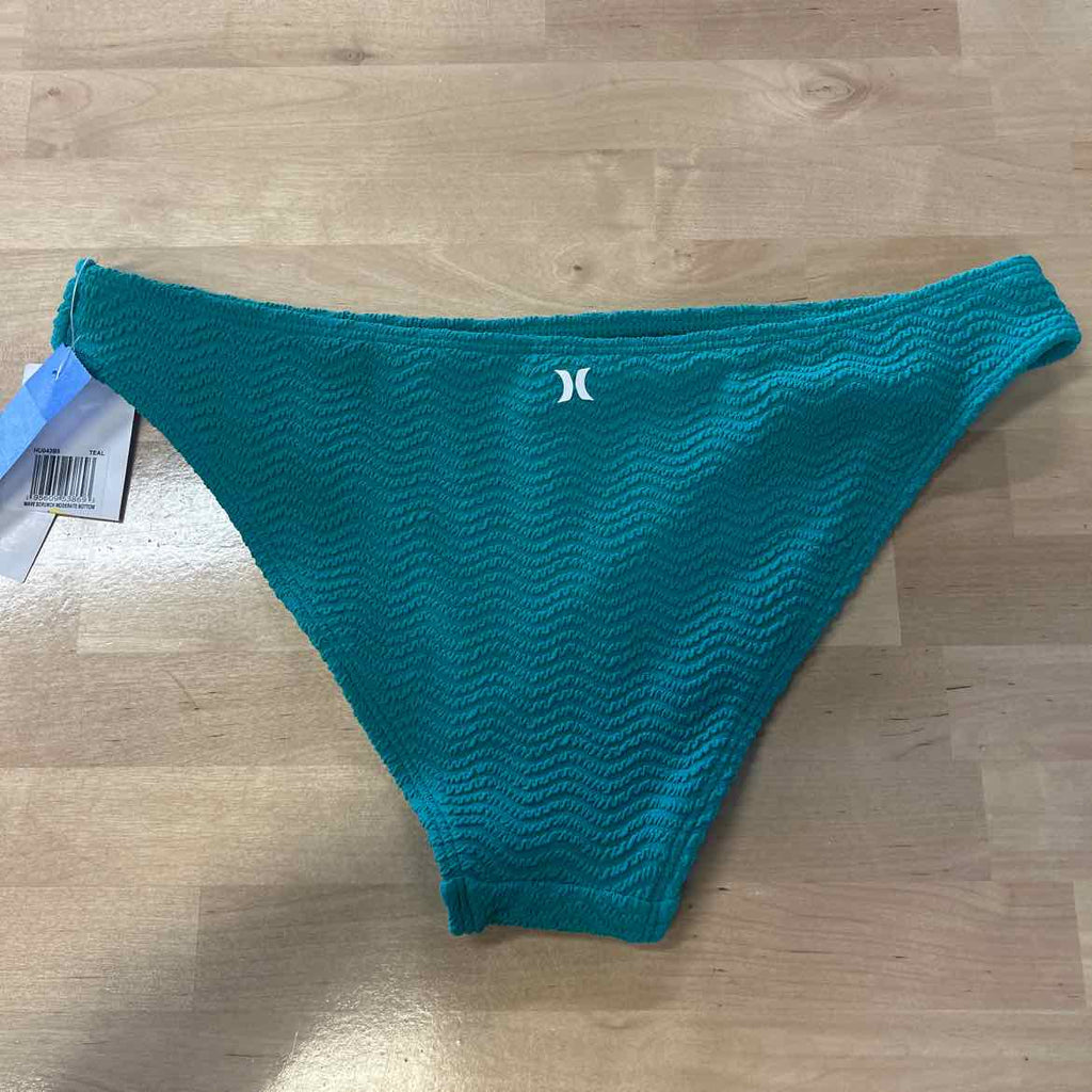 Hurley Size M Green Ribbed New Swimsuit Bottom