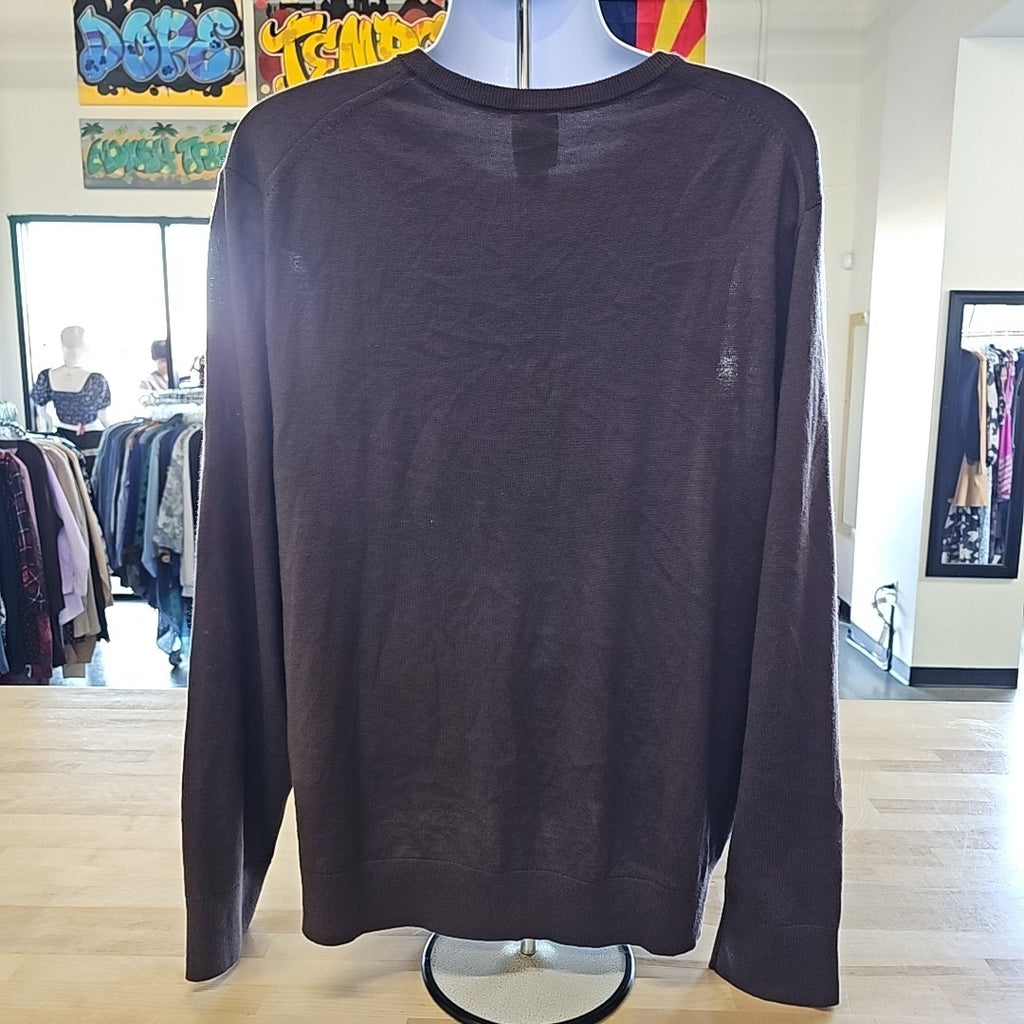 Calvin Klein Men's Extra Fine Merino Wool Blend Sweater - Raisin