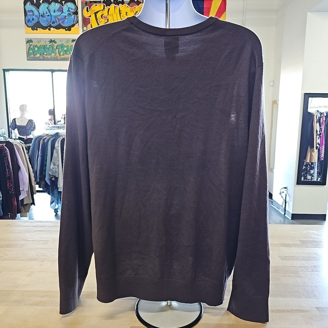 Calvin Klein Men's Extra Fine Merino Wool Blend Sweater - Raisin