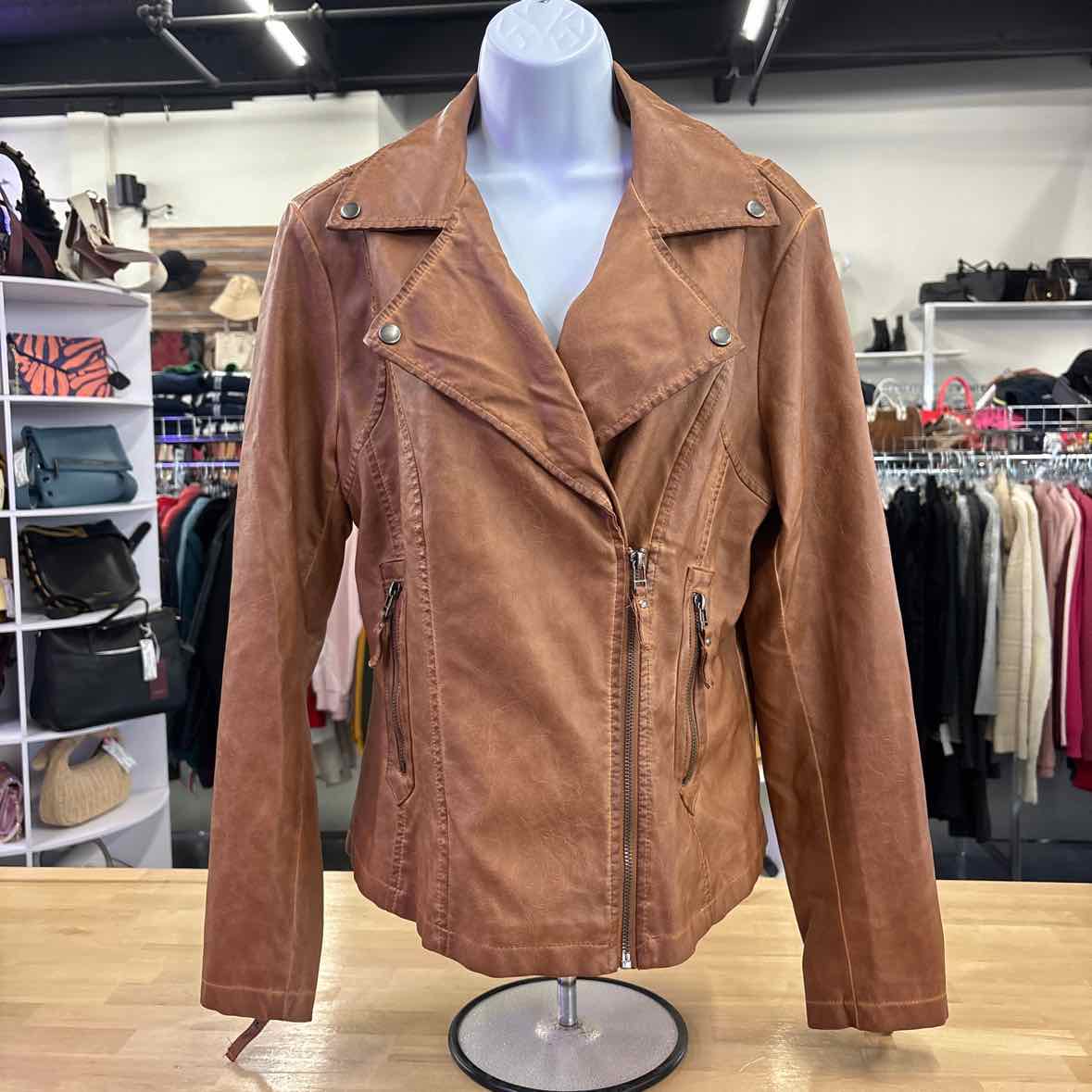 Max Studio Size L Brown leather jacket