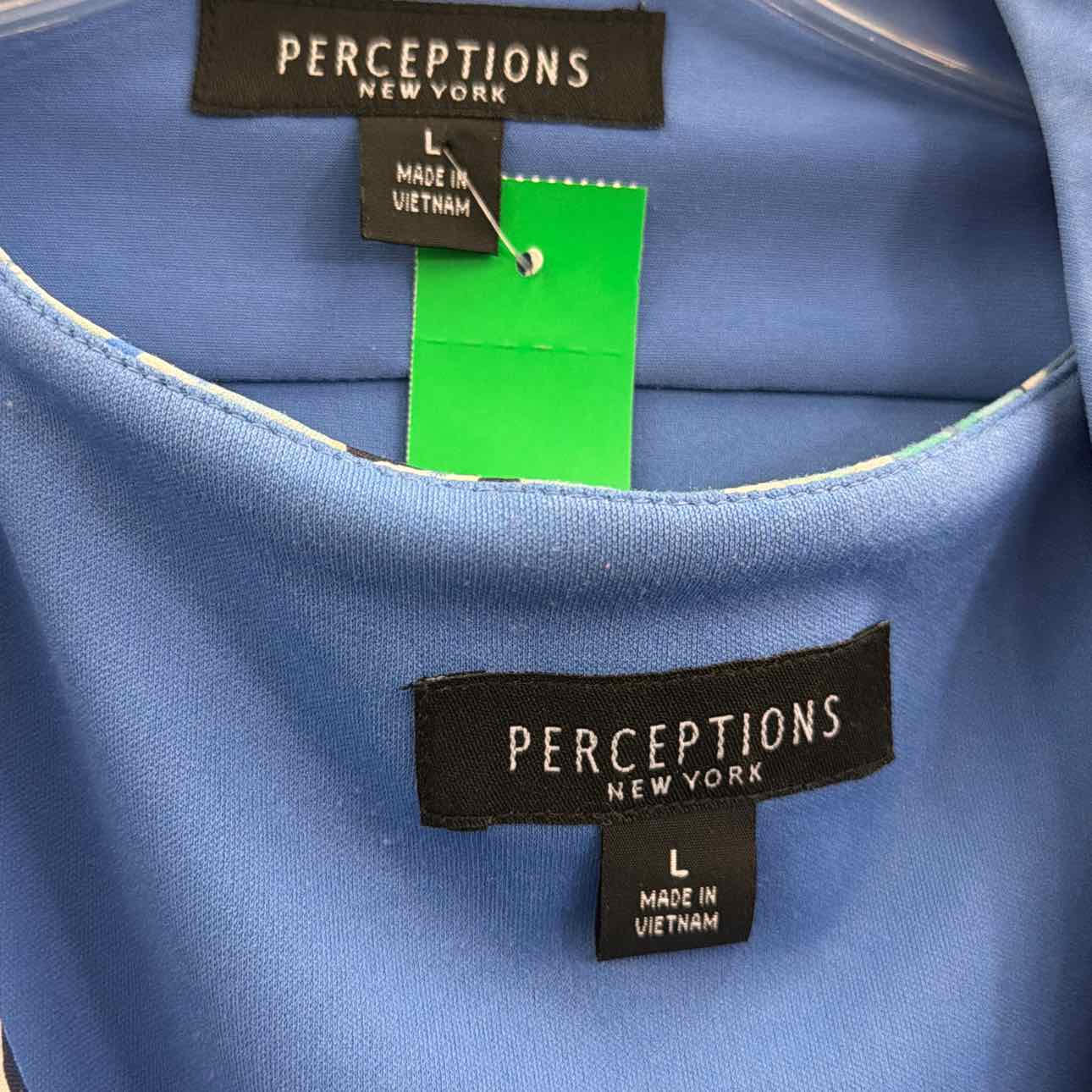 Perceptions Size L Blue Preloved 2 pc Dress Set