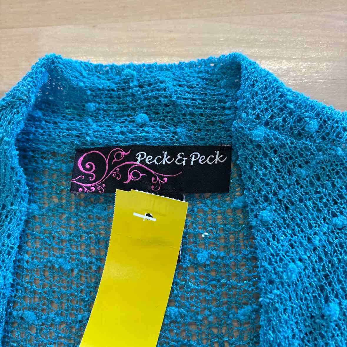 Peck&Peck Size M Blue Knit Cardigan