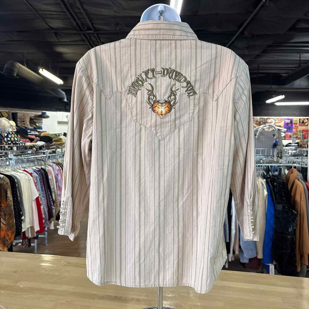 Harley Davidson Size L green and tan Preloved Jacket