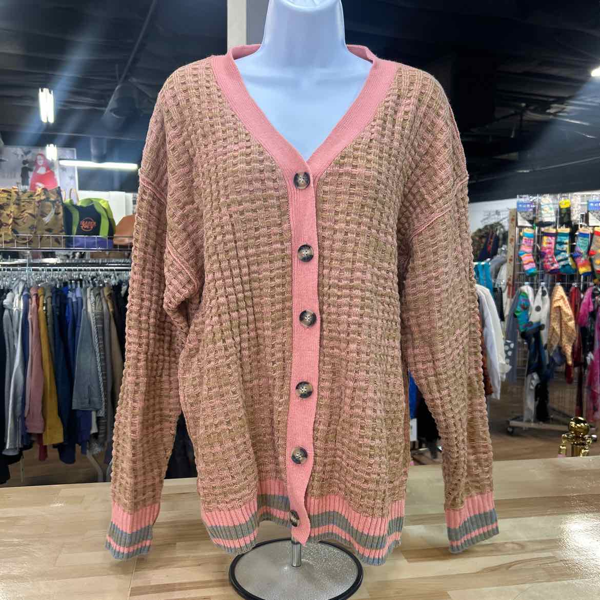 love tree Size M brown pink Preloved Cardigan