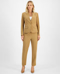 Le Suit Women's Stand-Collar One-Button Pantsuit, Regular & Petite - Camel