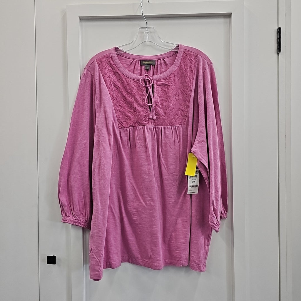 Style & Co. Size 2X Pink Blouse