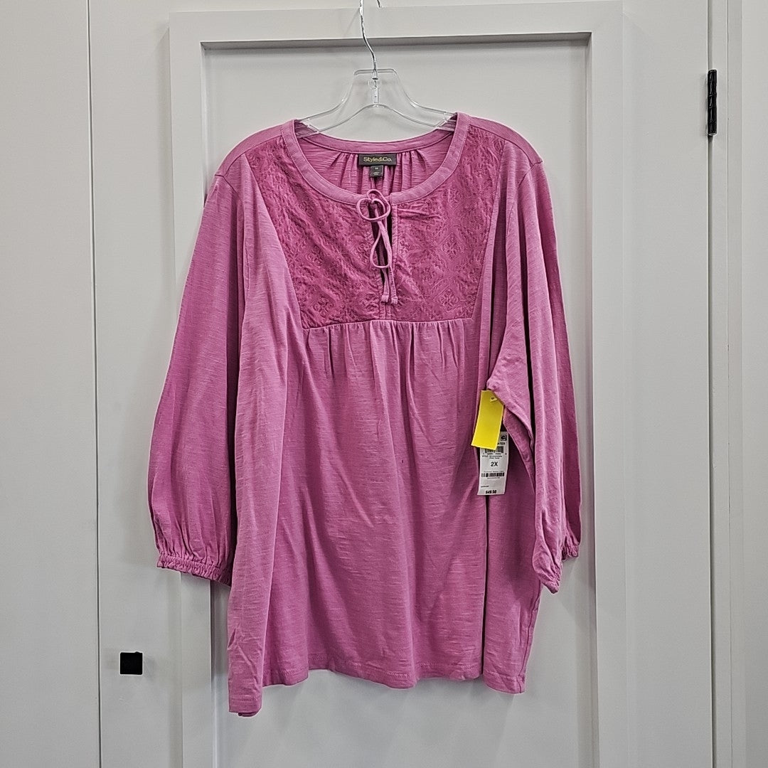 Style & Co. Size 2X Pink New Blouse