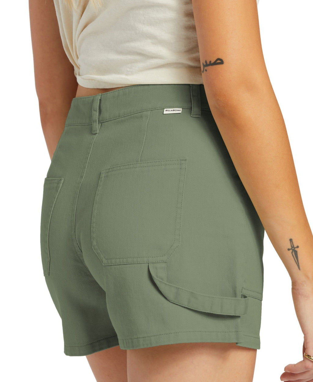 billabong Women Size 29 Green New Shorts  Leia Denim Carpenter Shorts - Army