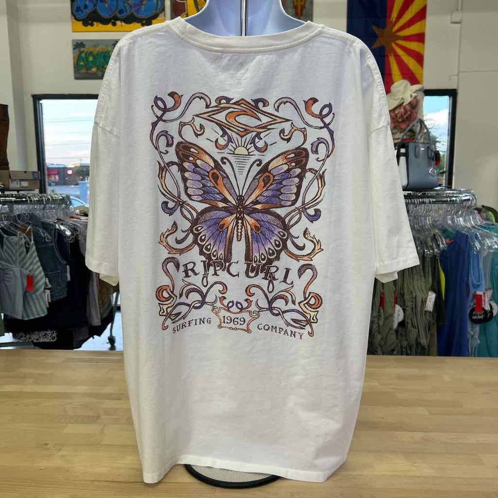 Rip Curl Juniors' Cotton Butterfly Crewneck T-Shirt - Bone