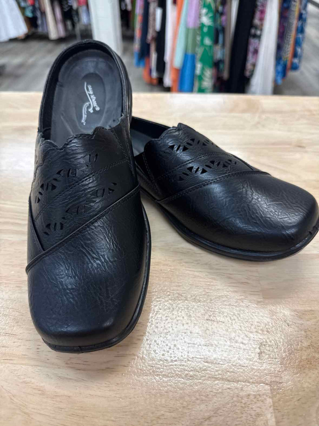 Easy Street Size 9.5 Black Forever Cut Out Mules NWT