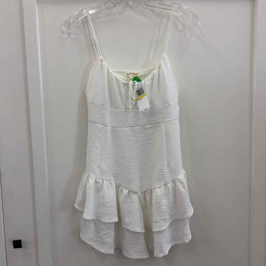 Derek Heart Juniors' Drop-Waist Ruffle Romper - Bright White