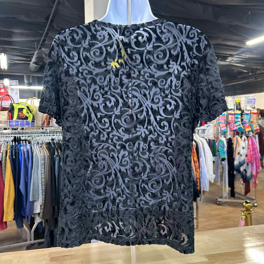 Central park west Size L Black Velvet Preloved Blouse SS